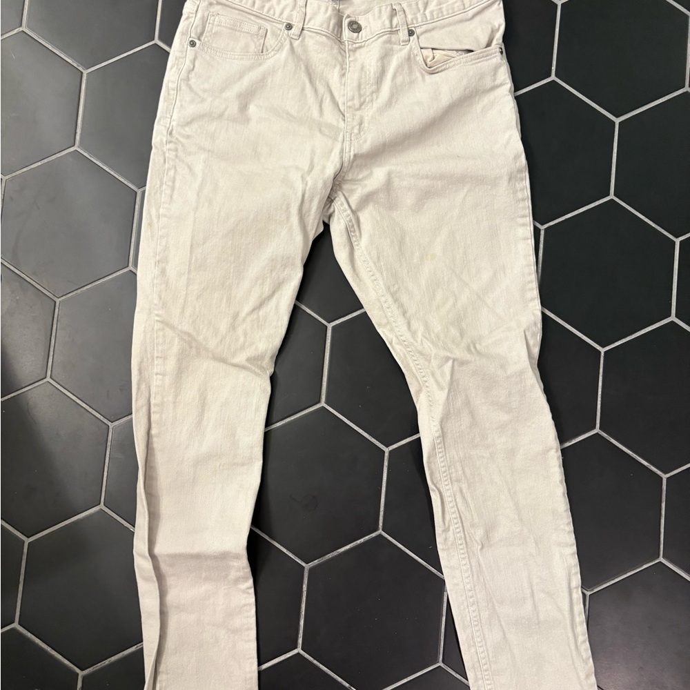 H&M Cream Skinny Jeans with Soft Texture and Full Length